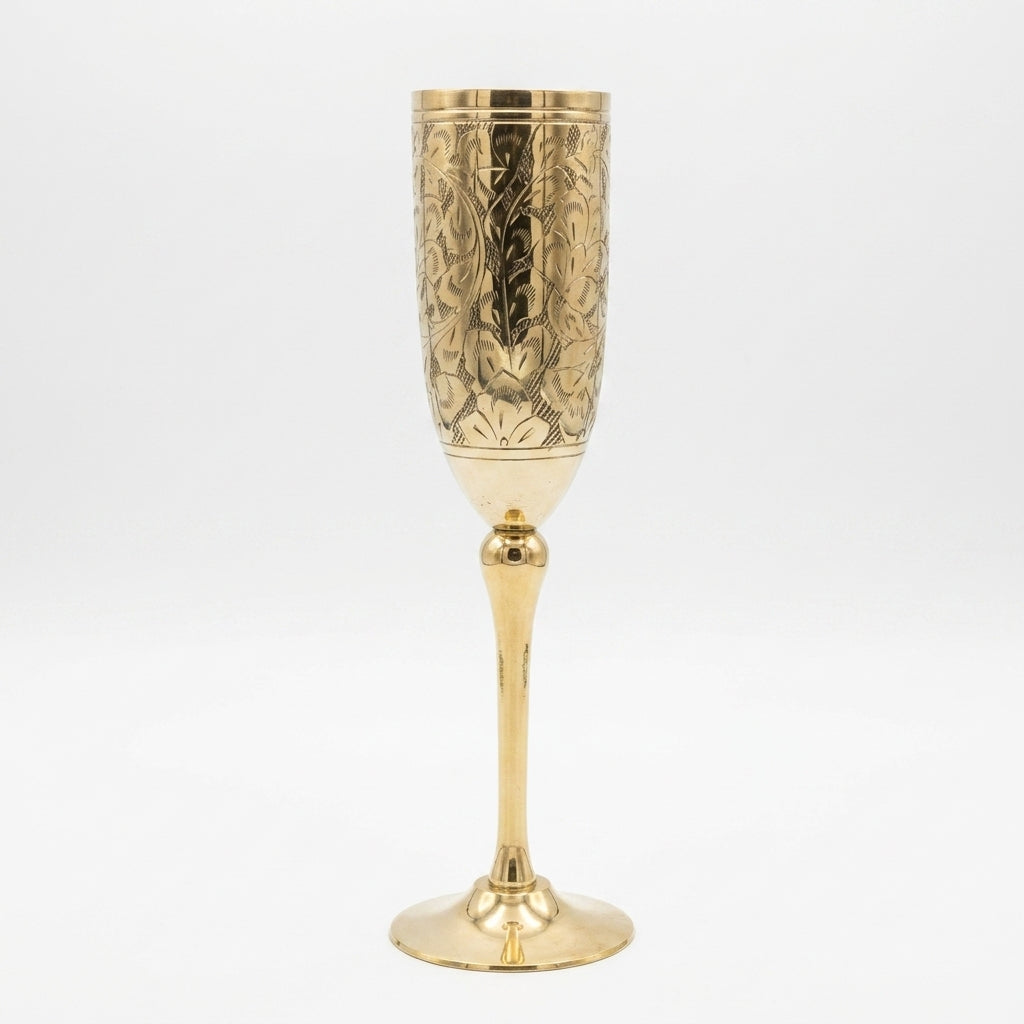 Luxury engraved brass champagne flute for weddings and anniversaries