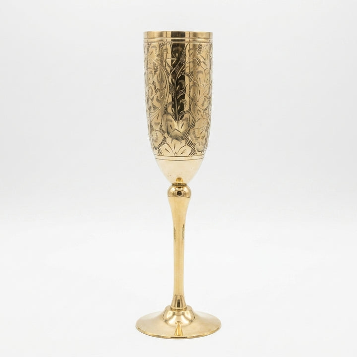 Luxury engraved brass champagne flute for weddings and anniversaries