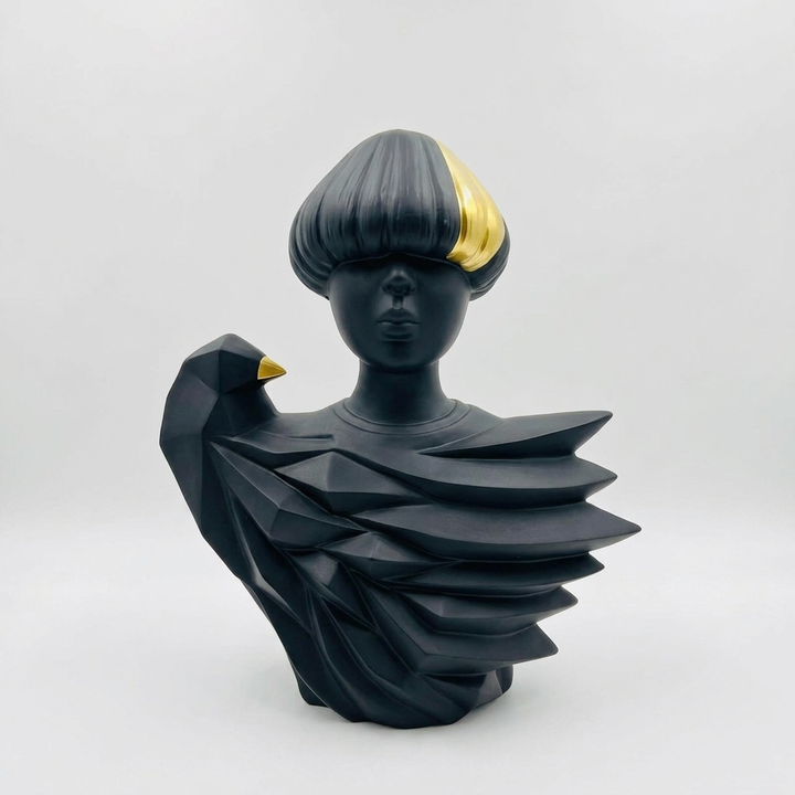 Black Gold Abstract Lady Sculpture