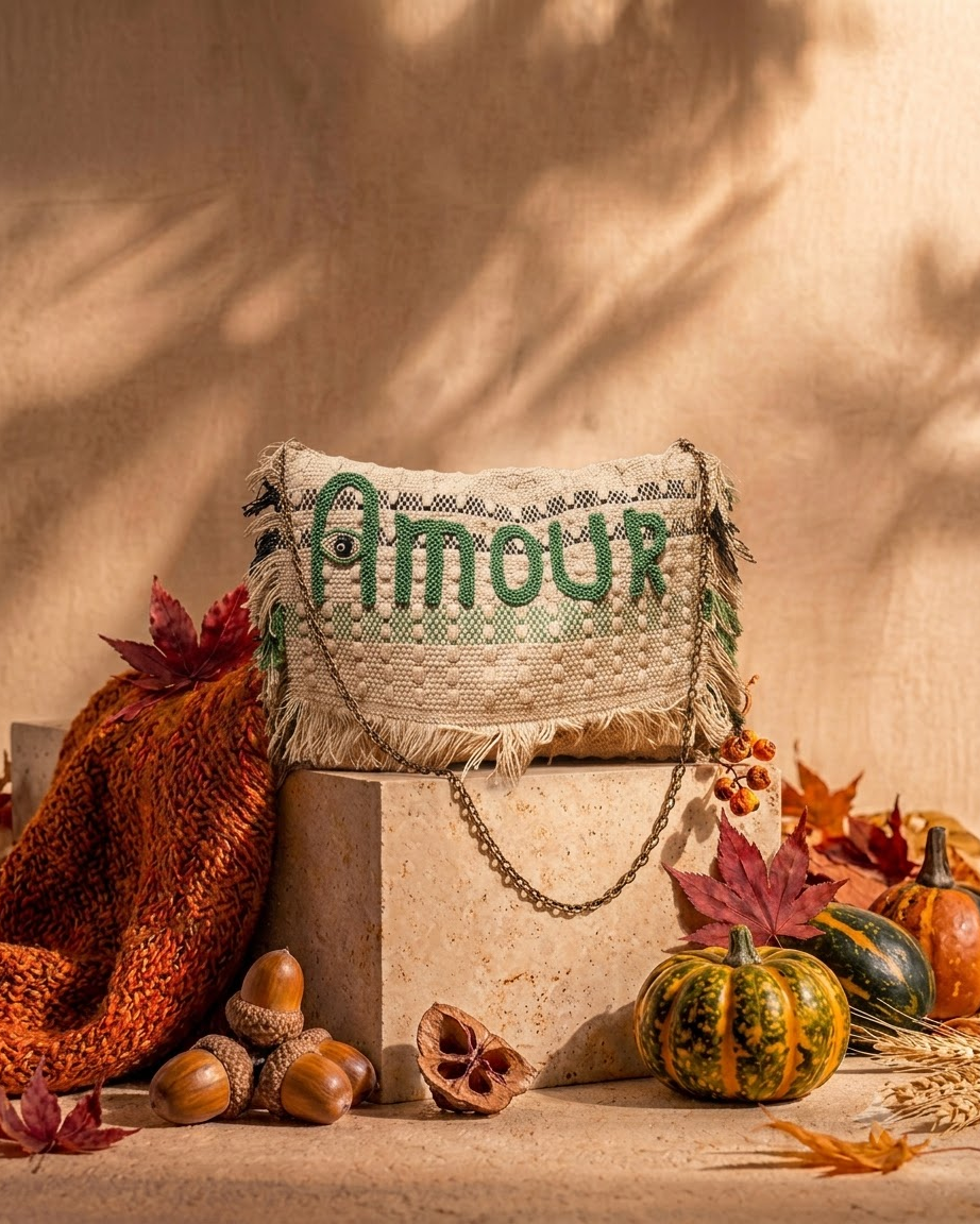 AMOUR Sling Bag with Green Embroidery