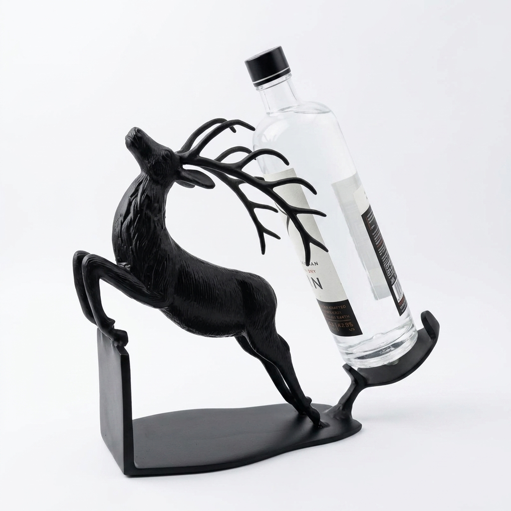 Black Deer Bottle Holder Showpiece
