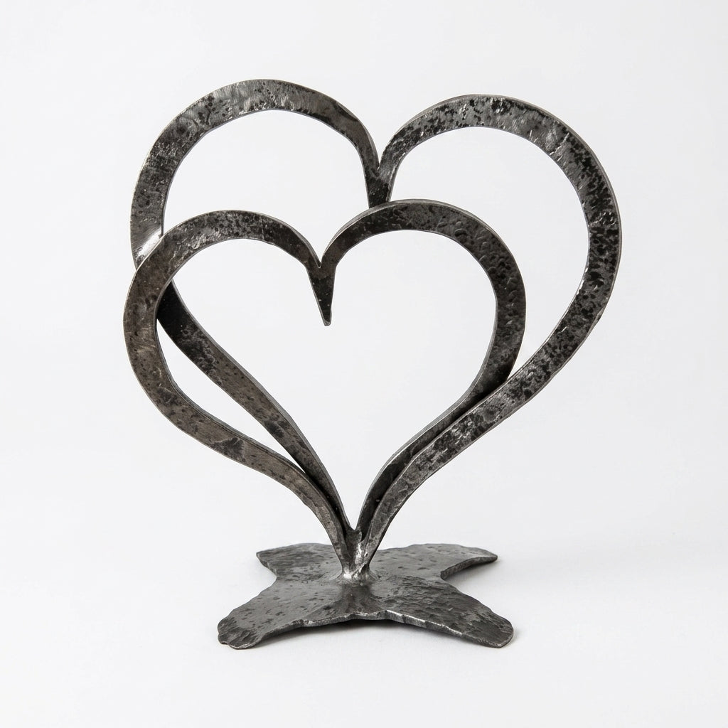 Elegant Silver Finish Double Heart Table Decor Showpiece for luxury interiors
