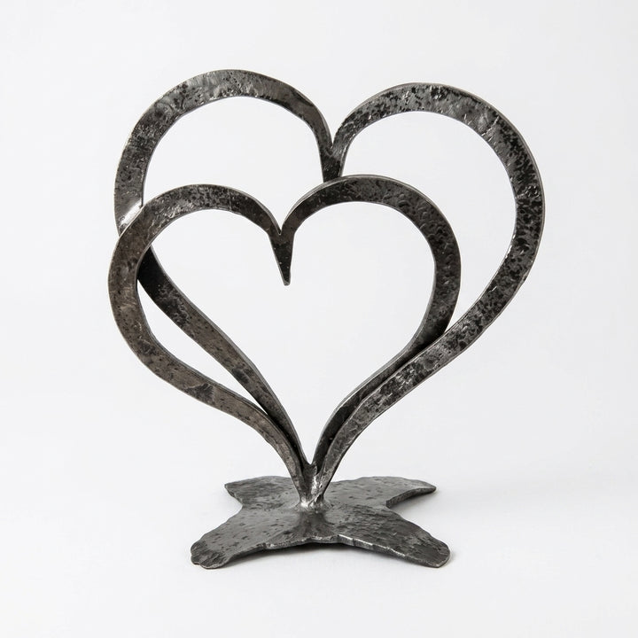 Elegant Silver Finish Double Heart Table Decor Showpiece for luxury interiors