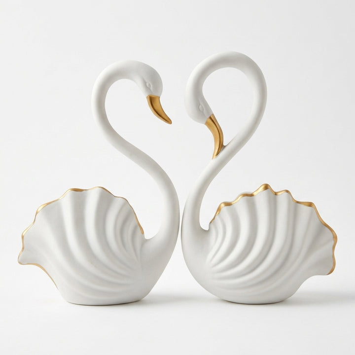 Luxury Swan Couple Showpiece
