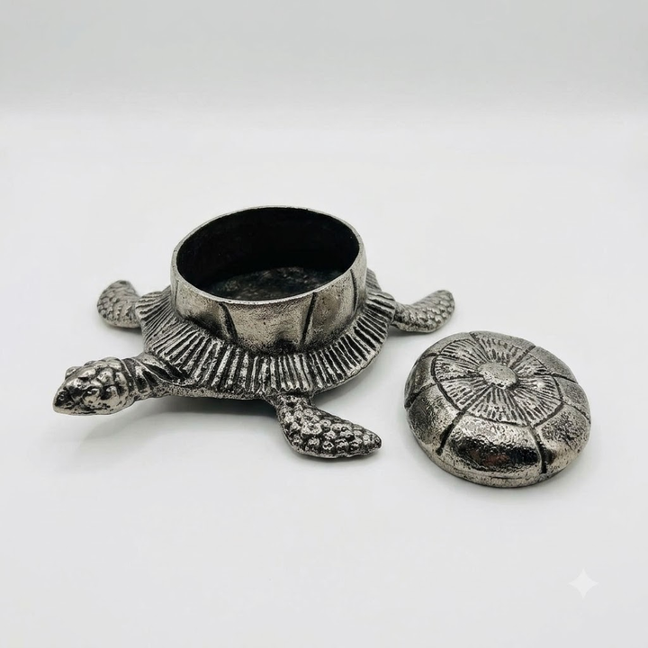 Antique Metal Turtle Candle Holder with Detachable Shell Lid