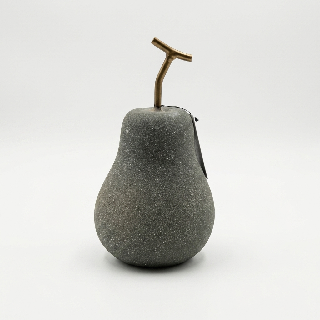 Charcoal grey pear home decor showpiece with antique gold accent