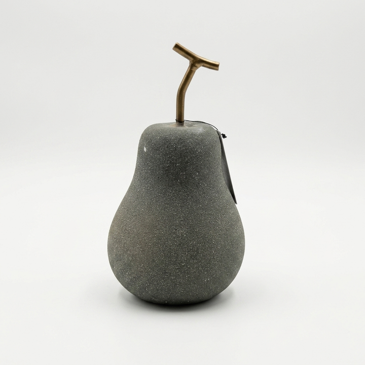 Charcoal grey pear home decor showpiece with antique gold accent