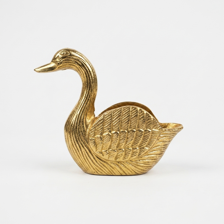 Handcrafted Black Gold Swan Showpiece