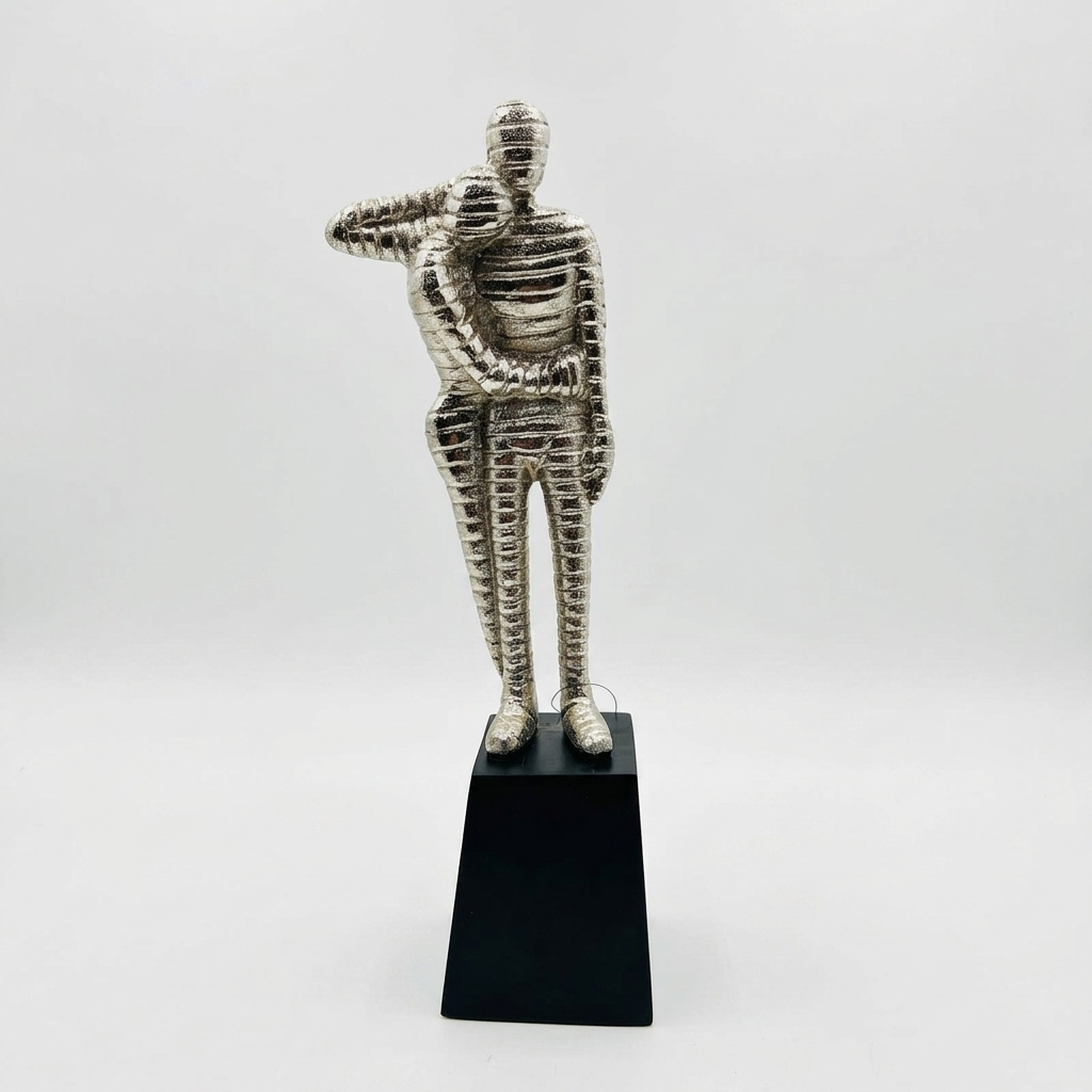 Abstract Silver Human Sculpture
