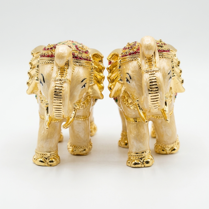 Luxury elephant pair showpiece for home decor with royal detailing