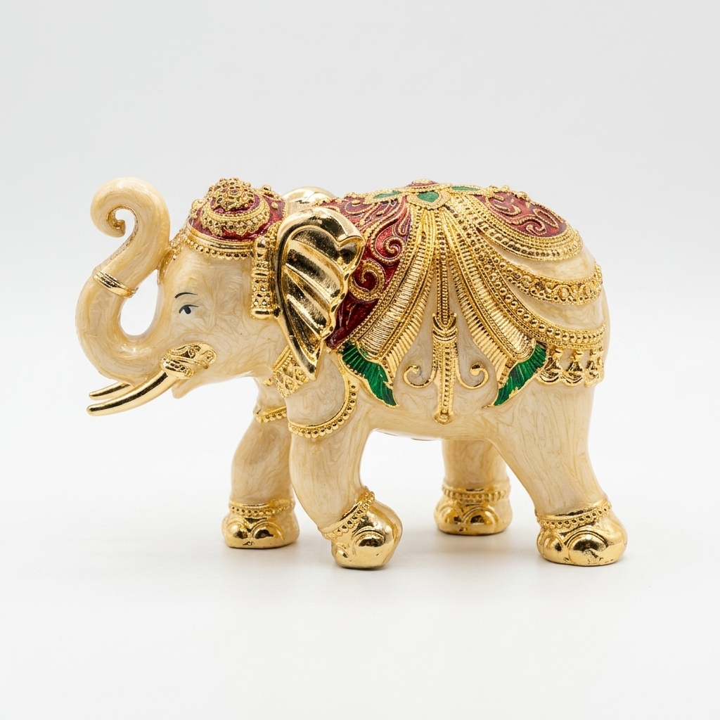 Luxury elephant showpiece for home decor with royal gold detailing