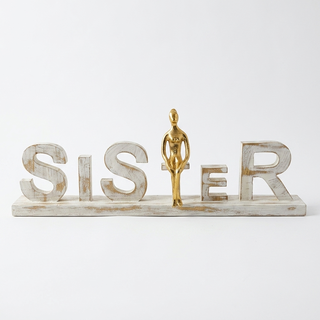 Premium sister table decor gift with elegant SISTER statement design