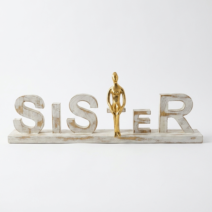 Premium sister table decor gift with elegant SISTER statement design