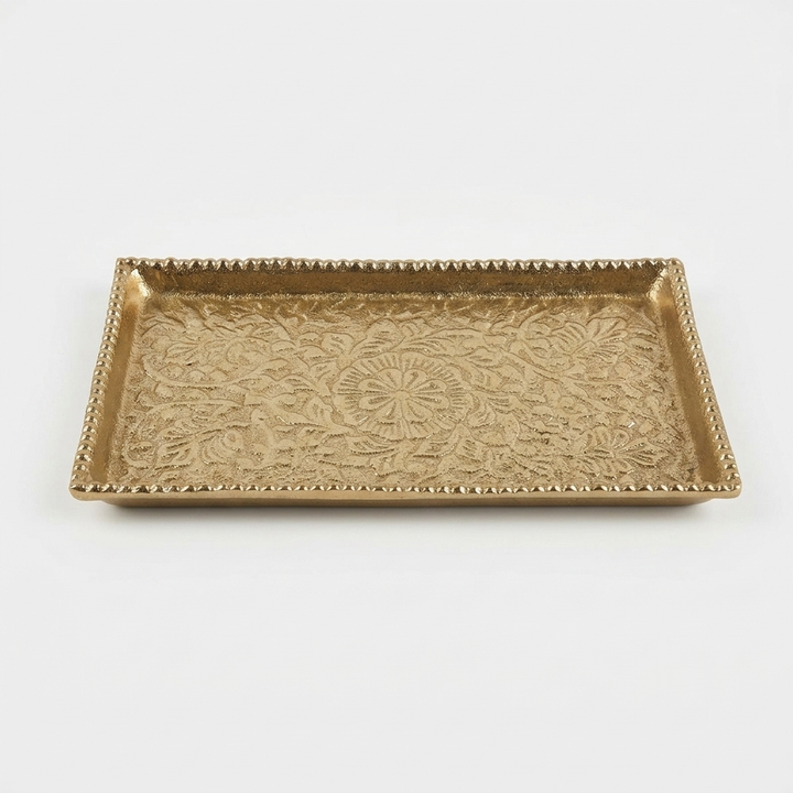 Handcrafted Antique Gold Decorative Tray