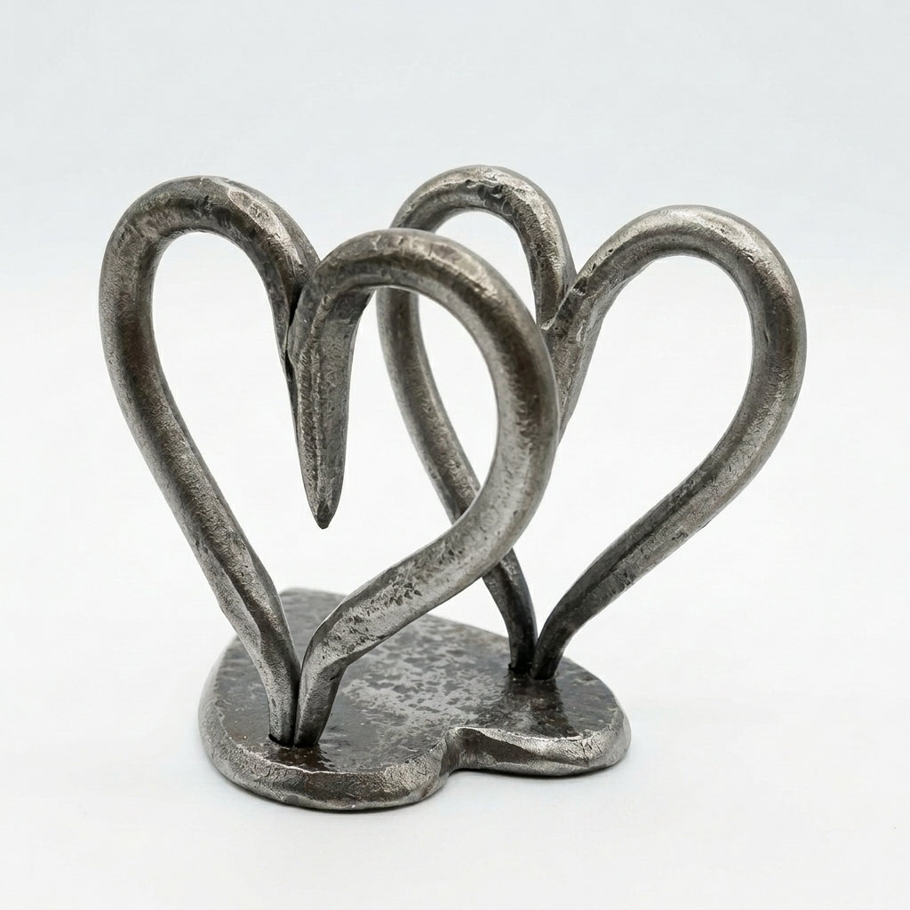 Premium Silver Finish Triple Heart Showpiece