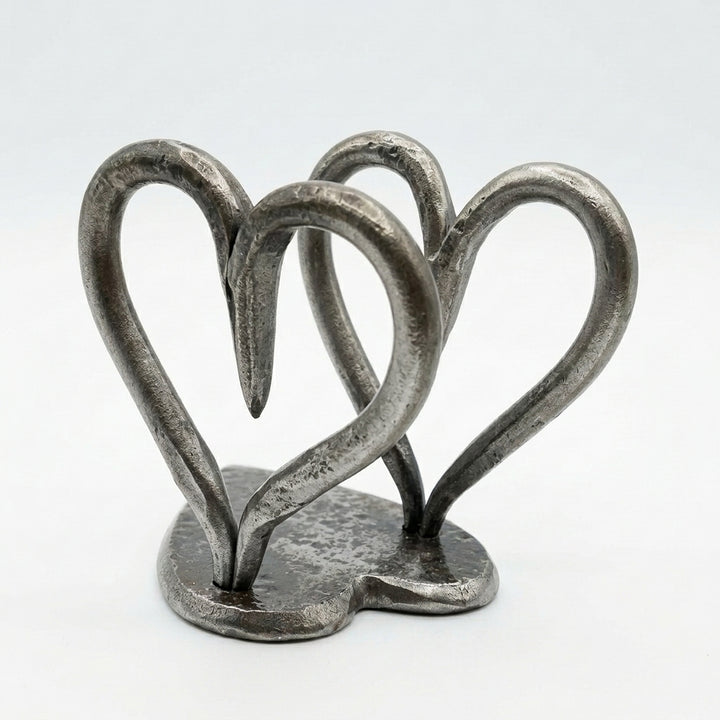 Premium Silver Finish Triple Heart Showpiece