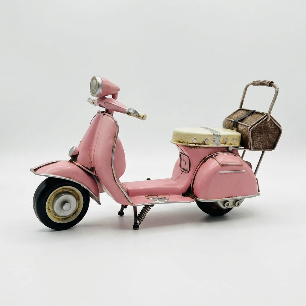 Pink retro scooter collectible for stylish home interiors