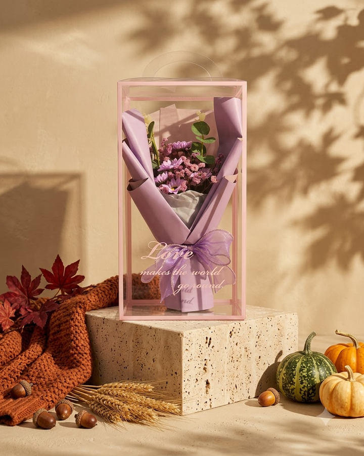 Purple Flower Bouquet in Gift Box