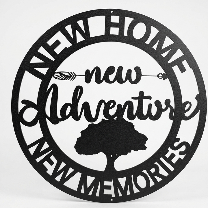 New Adventures New Memories wall decor in matte black finish
