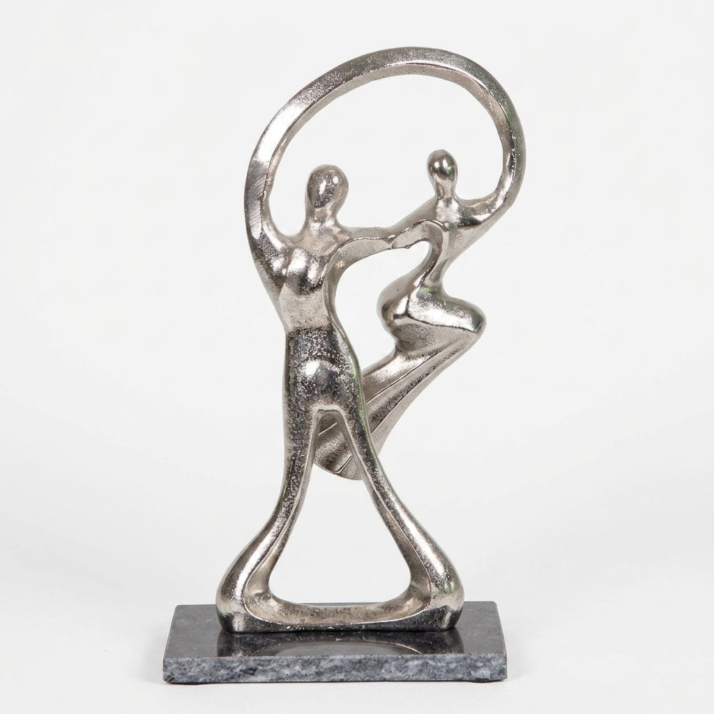 Elegant Abstract Dancing Couple Silver Finish Showpiece