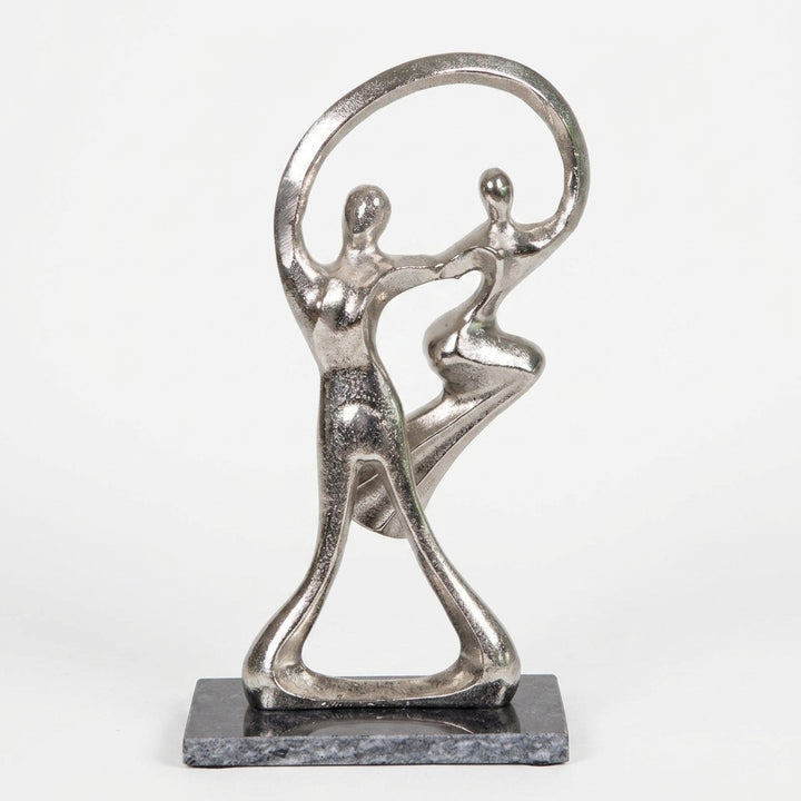 Elegant Abstract Dancing Couple Silver Finish Showpiece