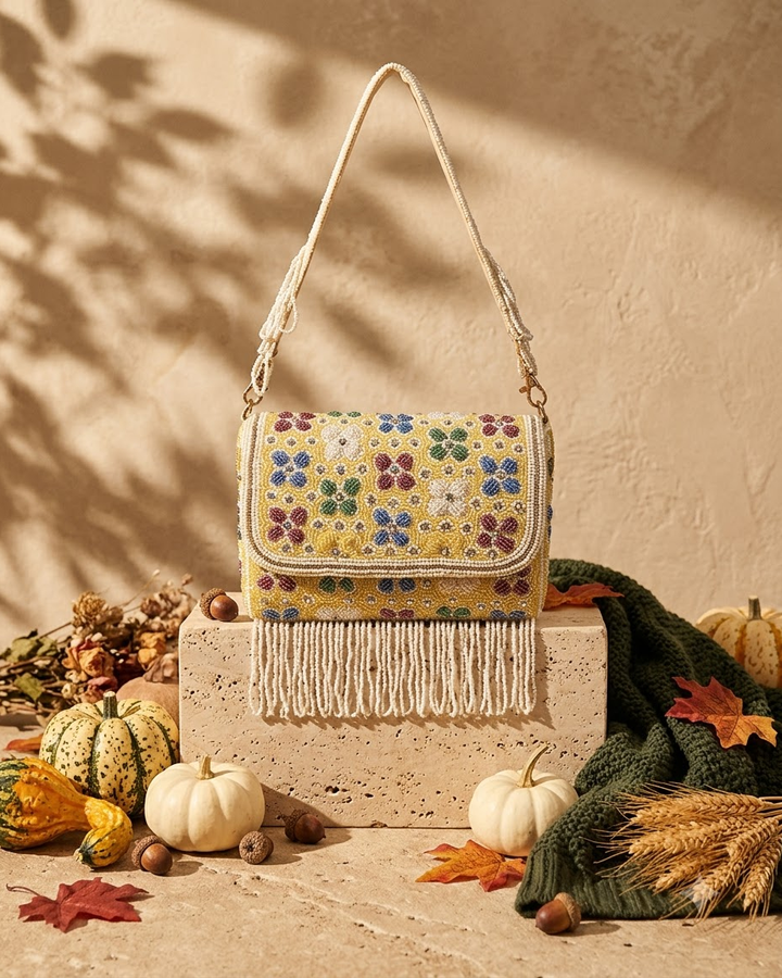 Floral Beaded Sling Bag