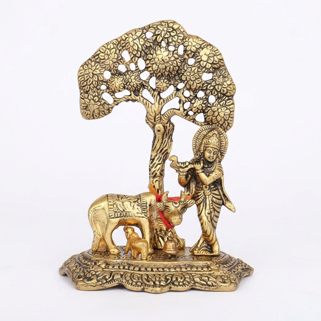 Krishna Kamdhenu Tree Showpiece for premium home décor