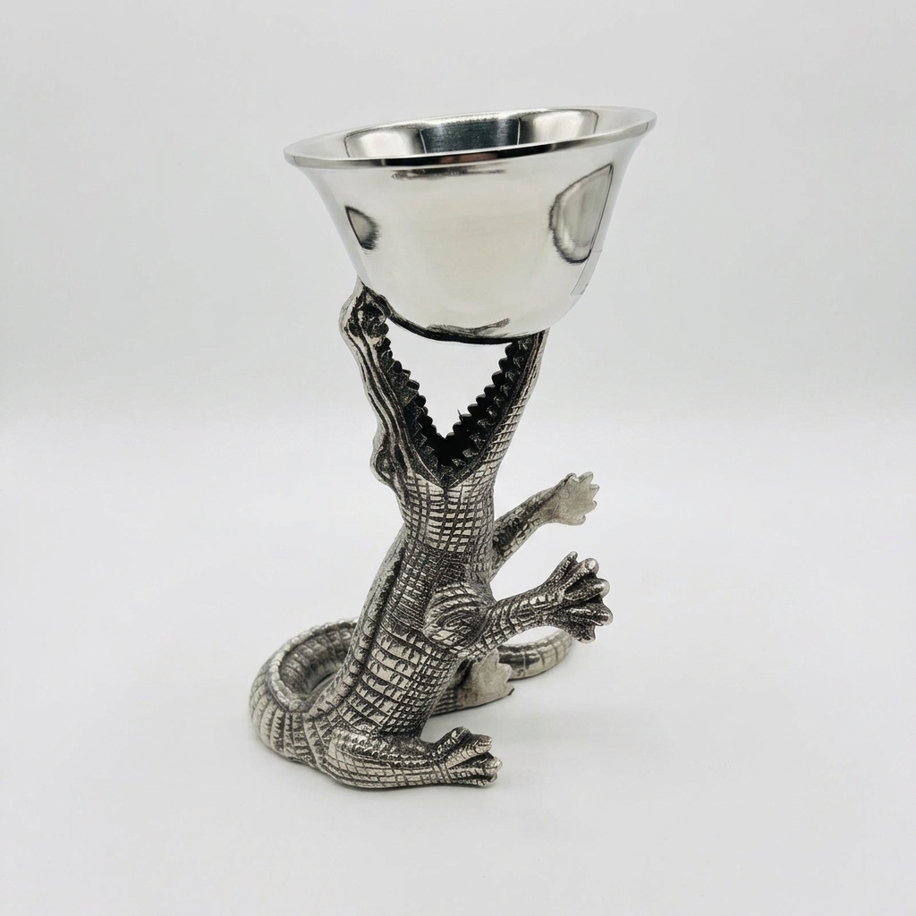 Crocodile Wine Goblet Showpiece