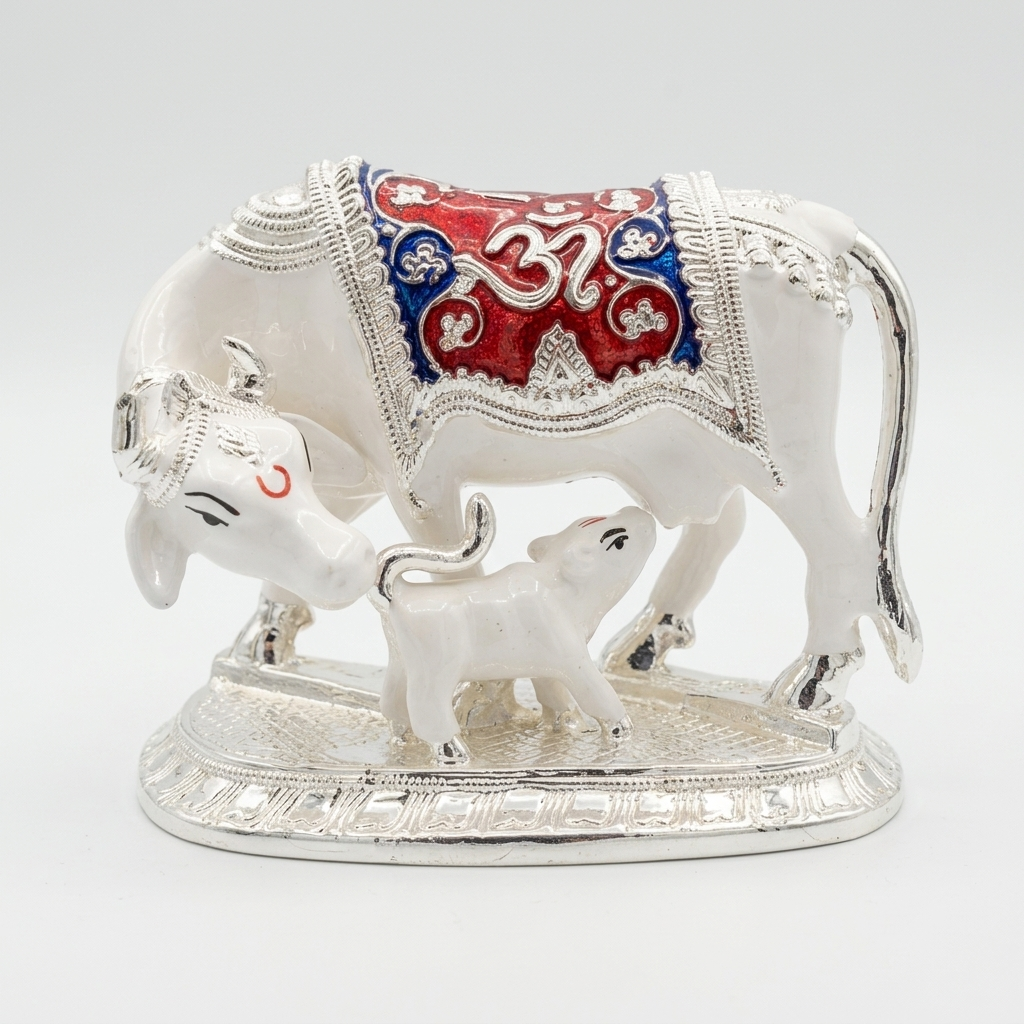Cow and calf showpiece for home decor with traditional detailing