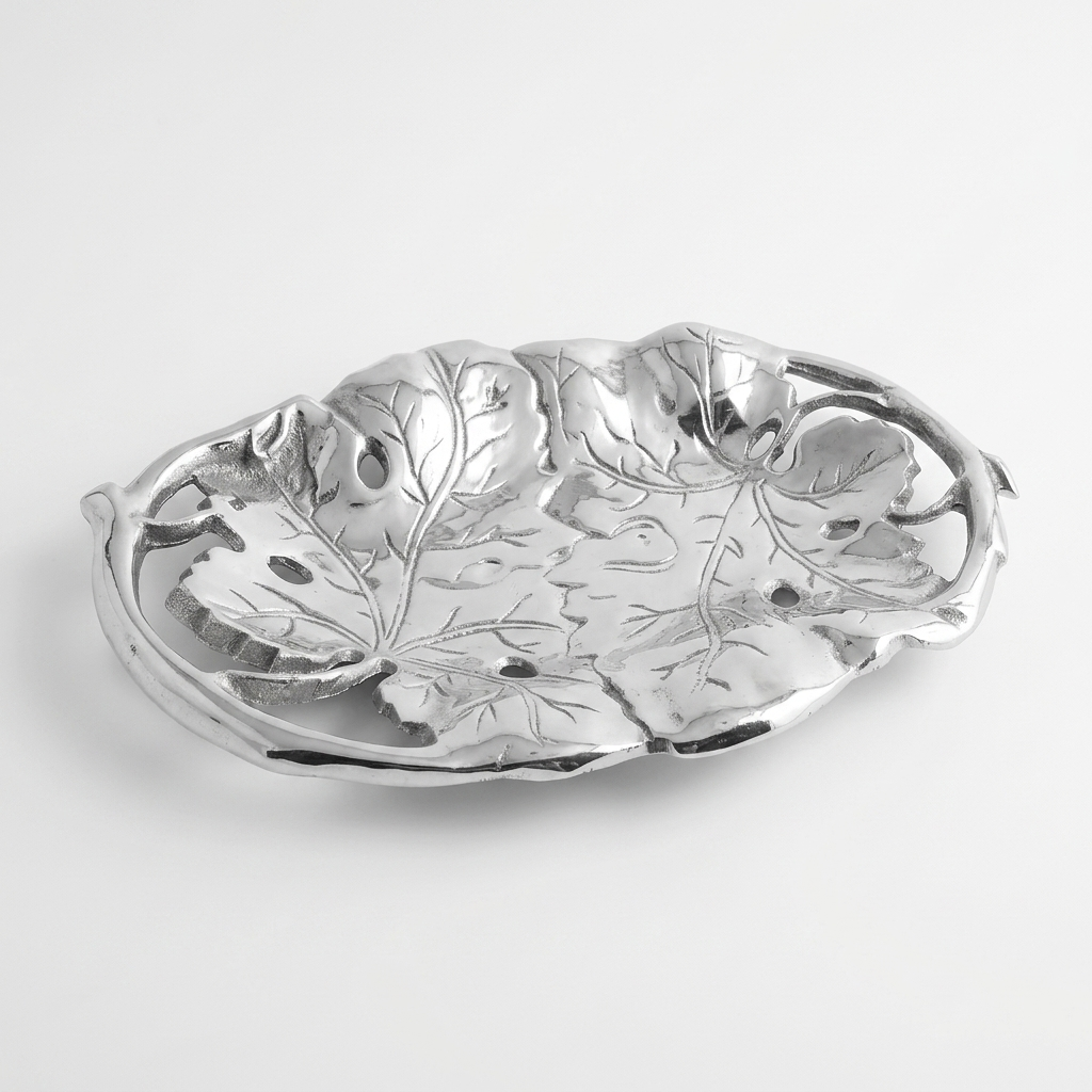 Handcrafted Silver Leaf Decorative Tray for Home Decor