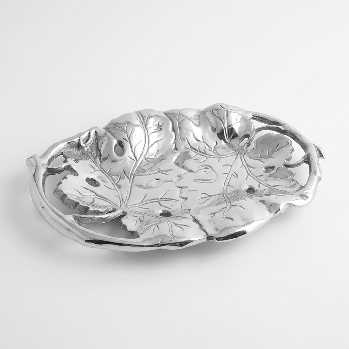 Handcrafted Silver Leaf Decorative Tray for Home Decor