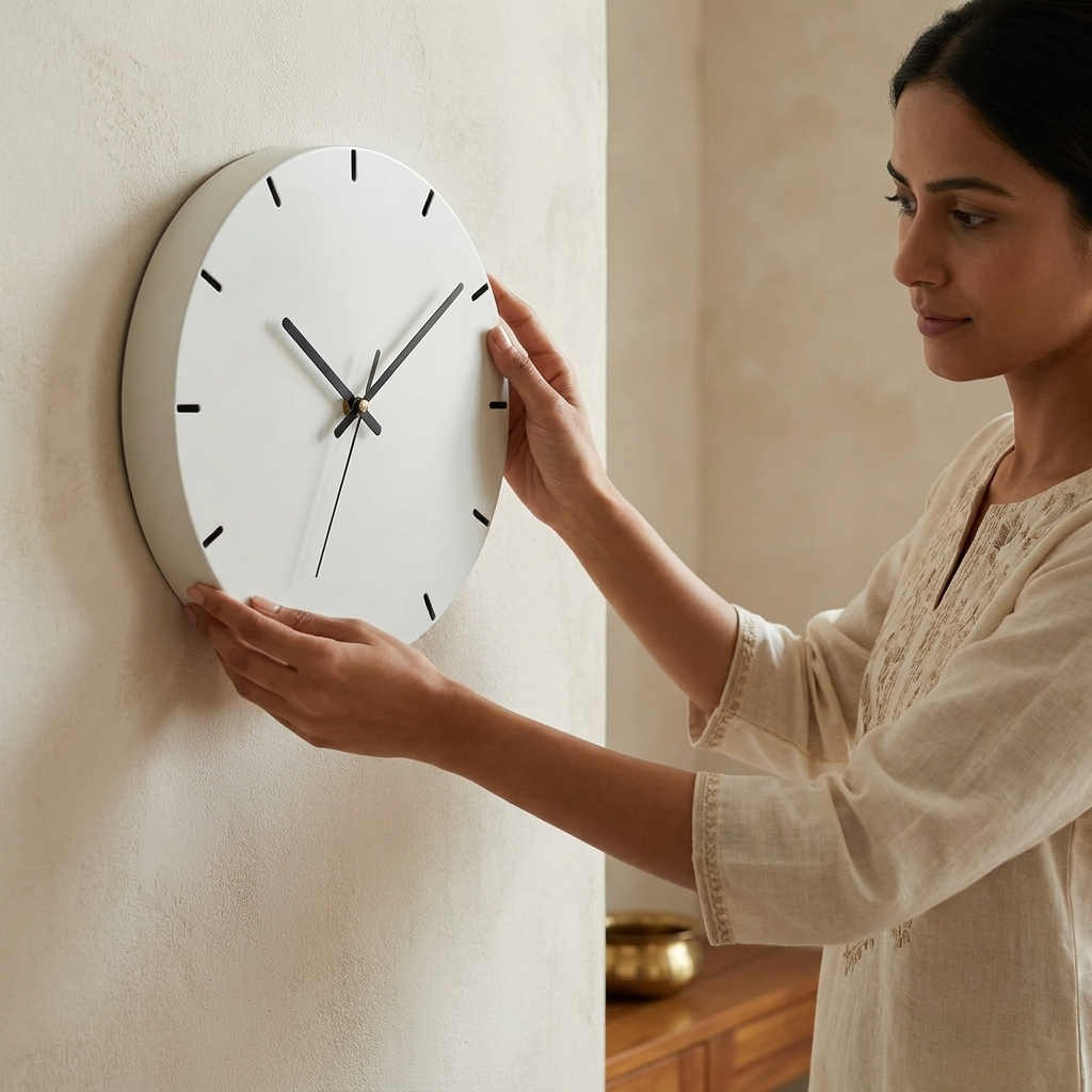 Elegant designer wall clock styled on a contemporary interior wall