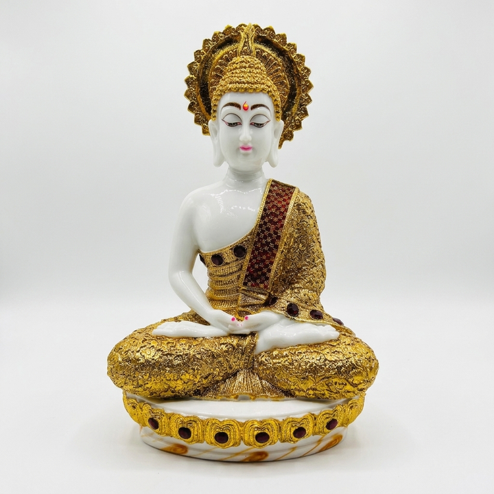 Premium white and gold Buddha idol for home decor