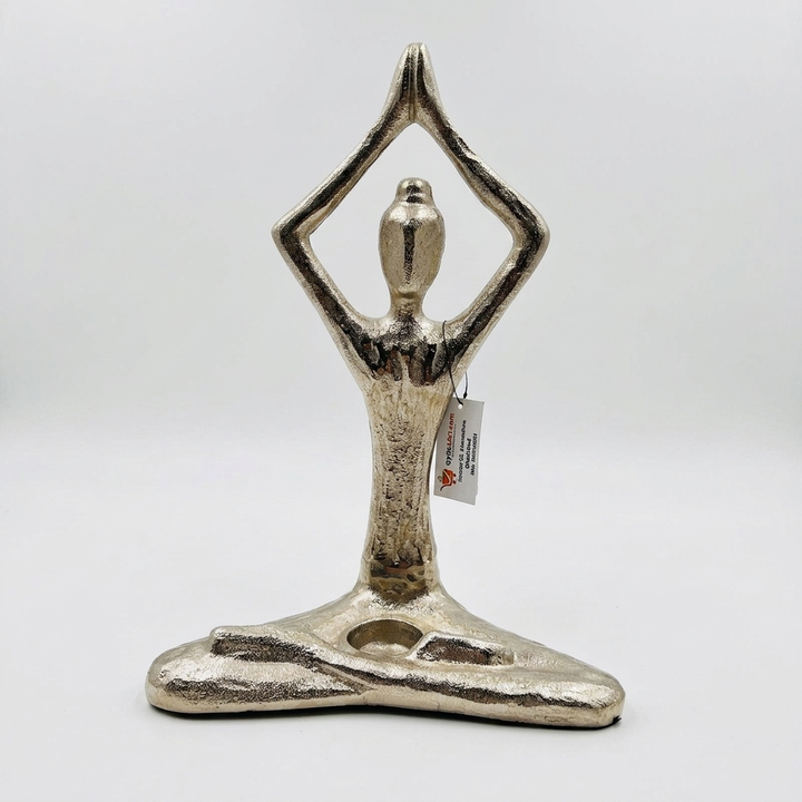 Silver Yoga Lady Candle Holder