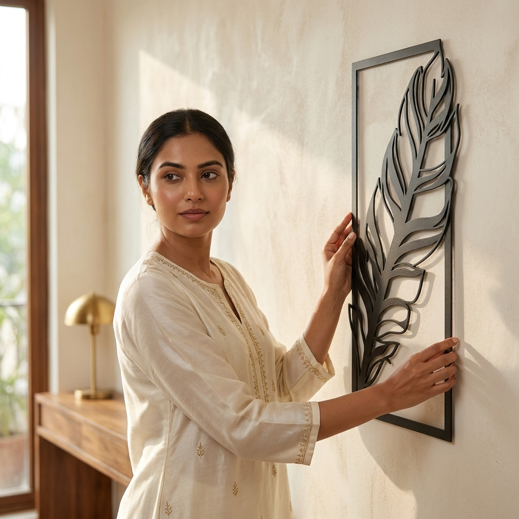 Black Leaf Wall Decor with vertical design