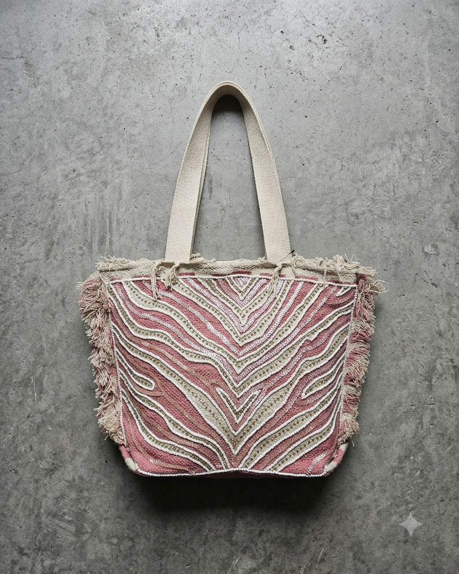 Pink &amp; Beige Tote Bag