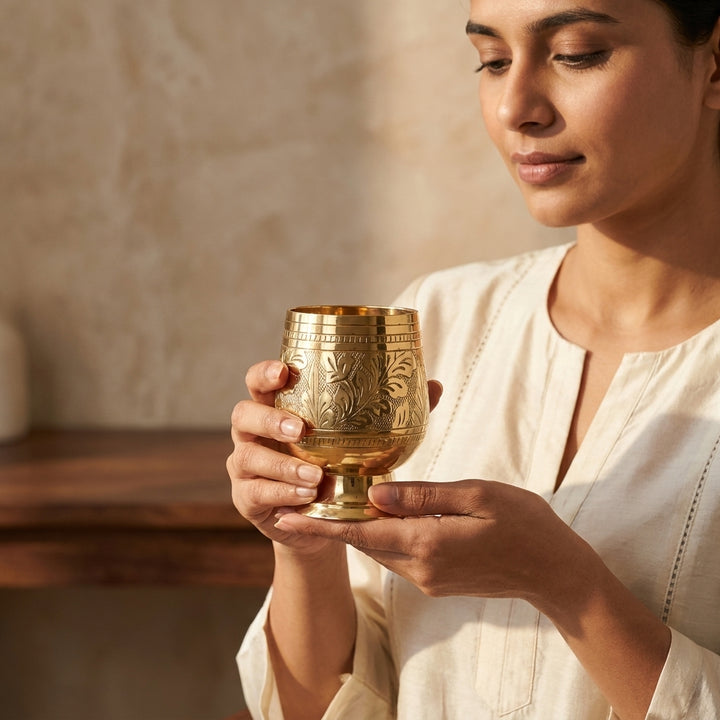 Premium Decorative Engraved Premium Goblet Cup with intricate engraved detailing