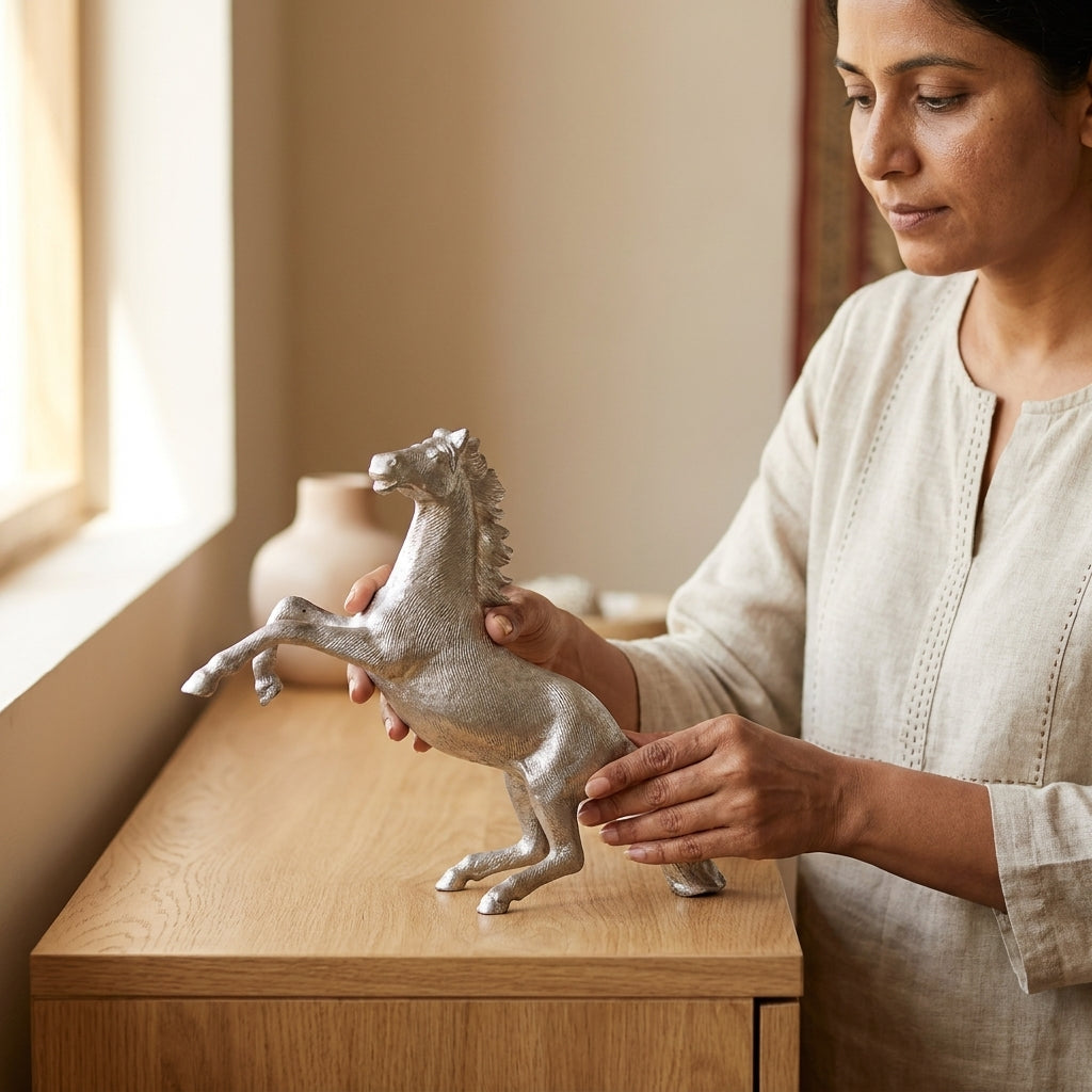 Elegant Silver Rearing Horse Showpiece for office and home décor