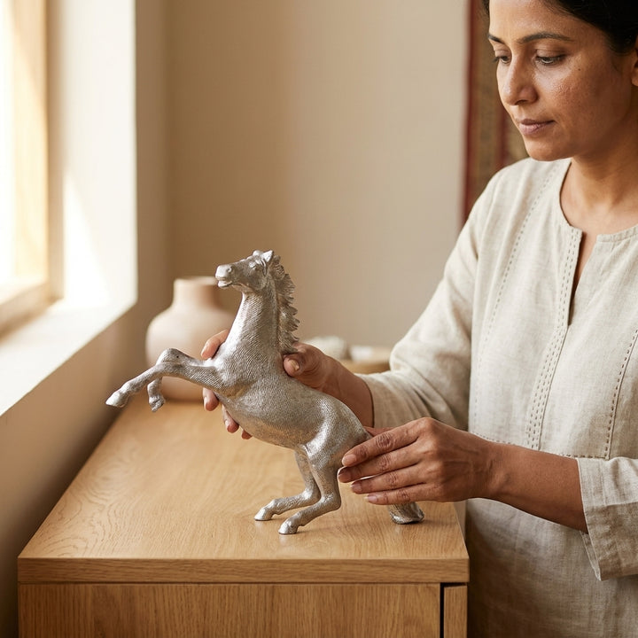 Elegant Silver Rearing Horse Showpiece for office and home décor
