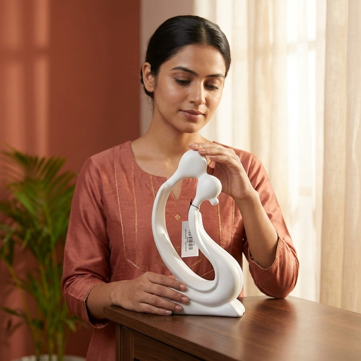 White Swan Couple Showpiece for Home Decor