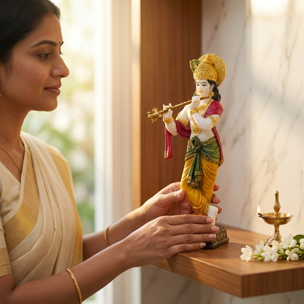 Premium Krishna flute idol showpiece for living room decor