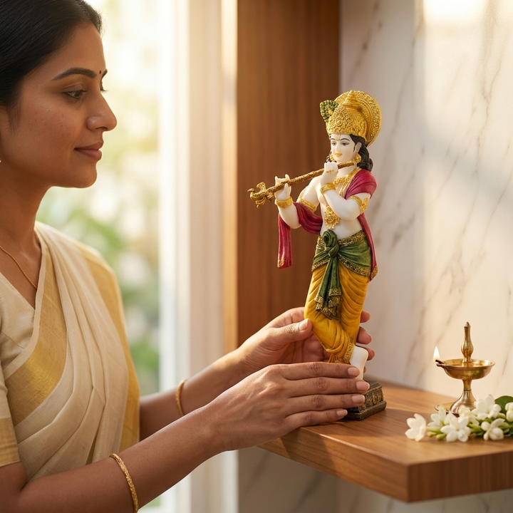 Premium Krishna flute idol showpiece for living room decor