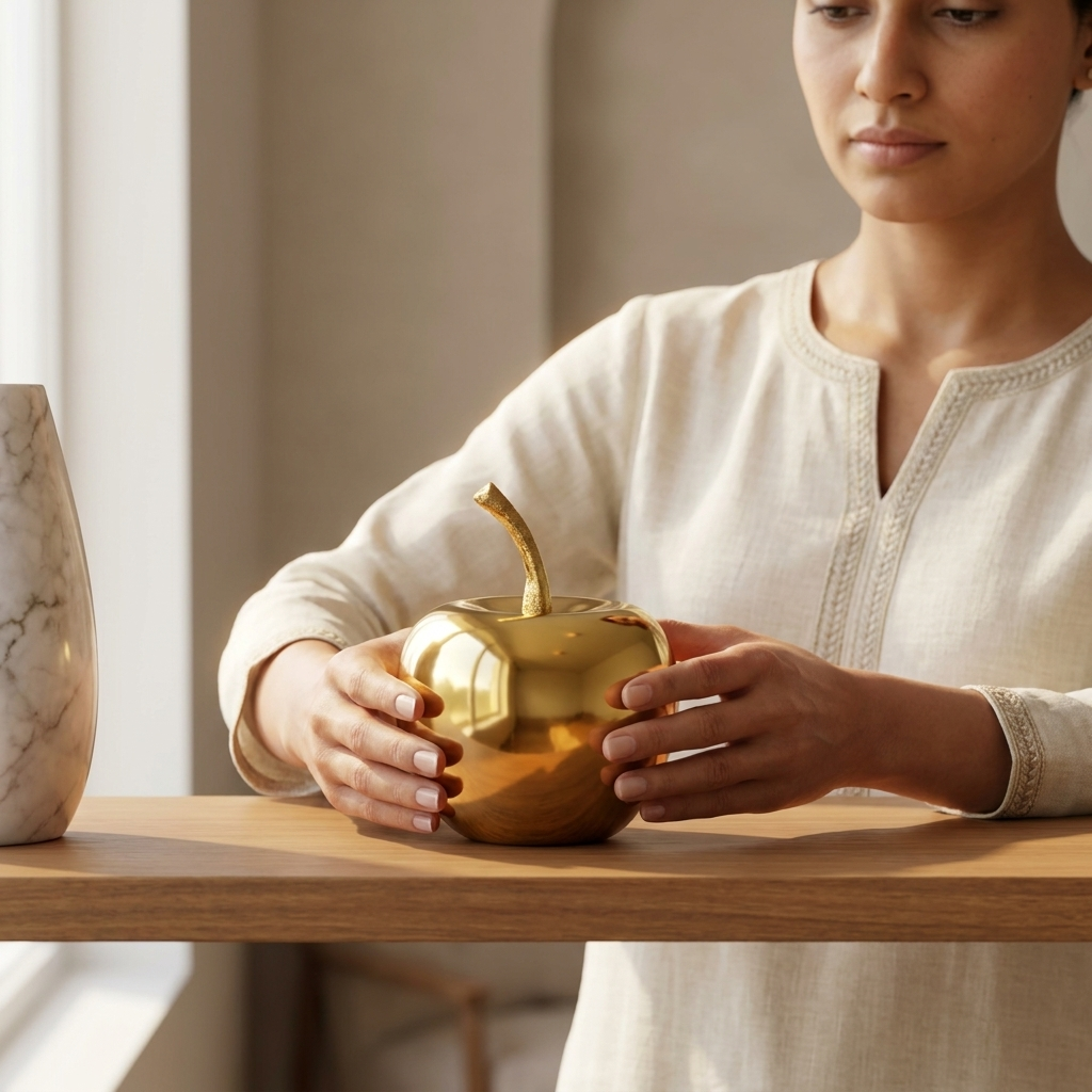 Luxury golden apple figurine for gifting and office décor