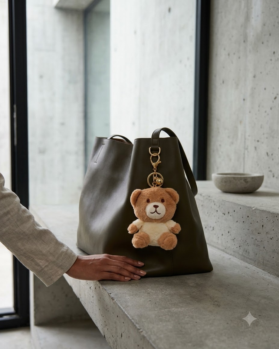 Cute Teddy Bear Couple Keychain Set