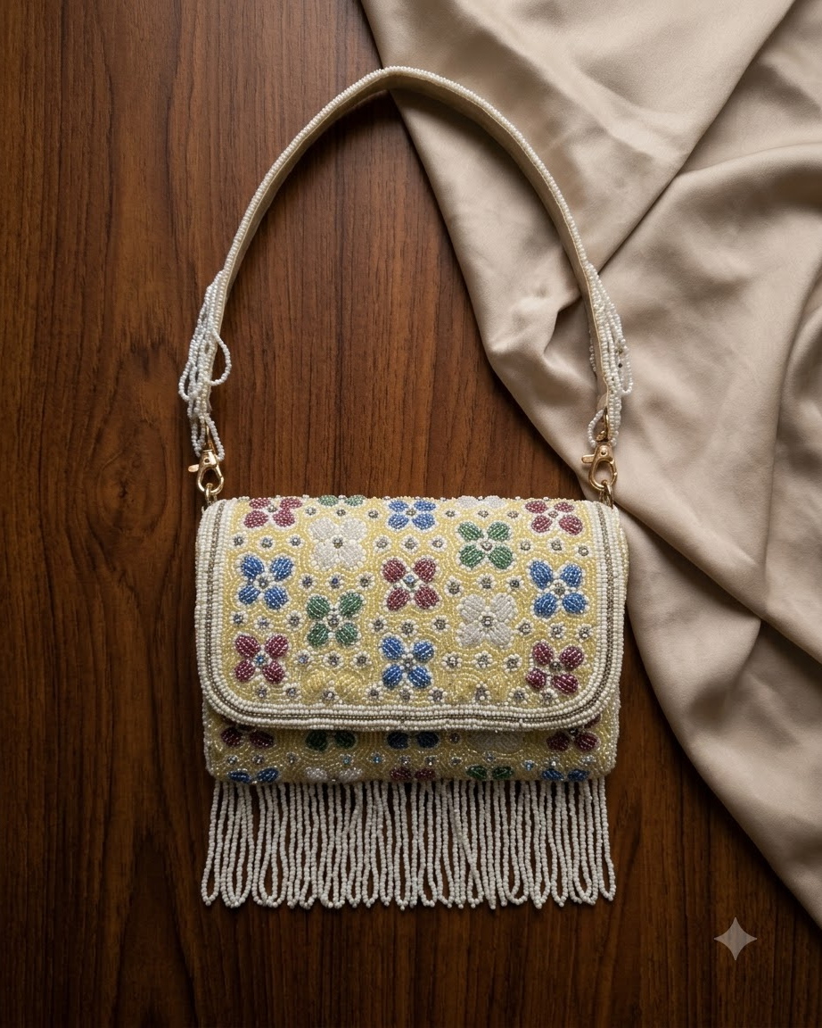 Floral Beaded Sling Bag