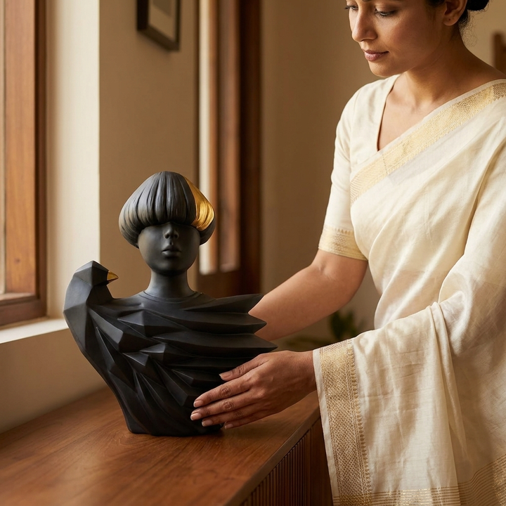 Black Gold Abstract Lady Sculpture