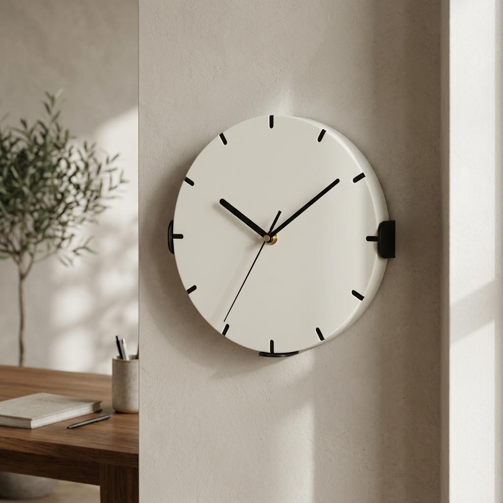 Premium minimalist round wall clock with clean modern hour markers