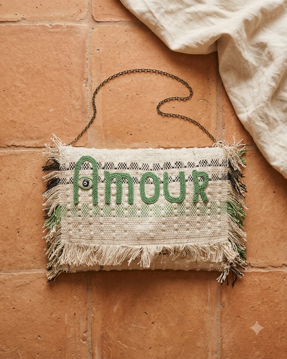 AMOUR Sling Bag with Green Embroidery