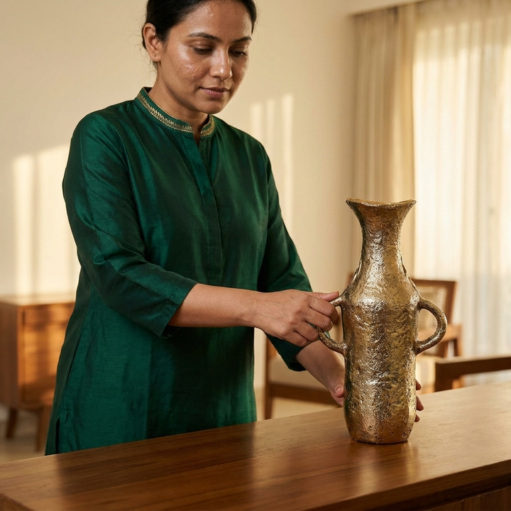 Black Gold Metal Vase