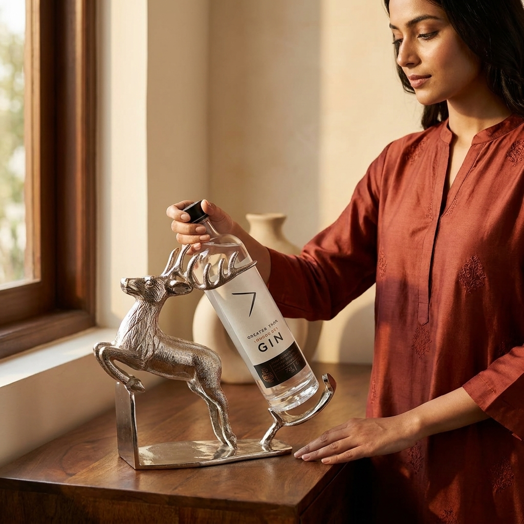Black Deer Bottle Holder Showpiece